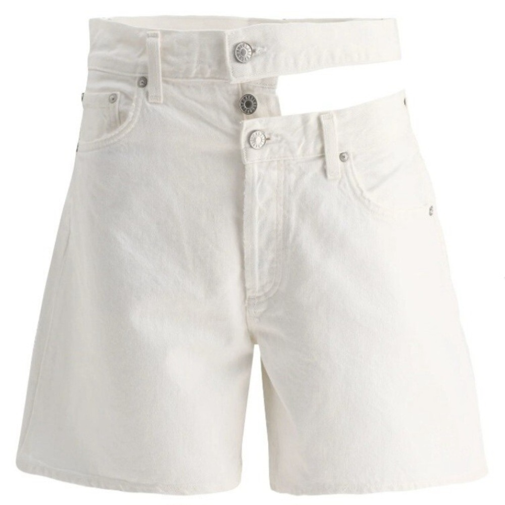 AGOLDE Broken Waistband White Women Shorts